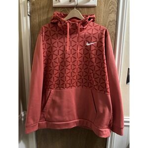 Nike Men's Therma-FIT GeoPrint Pullover Hoodie Orange White XXL Geometric Logo